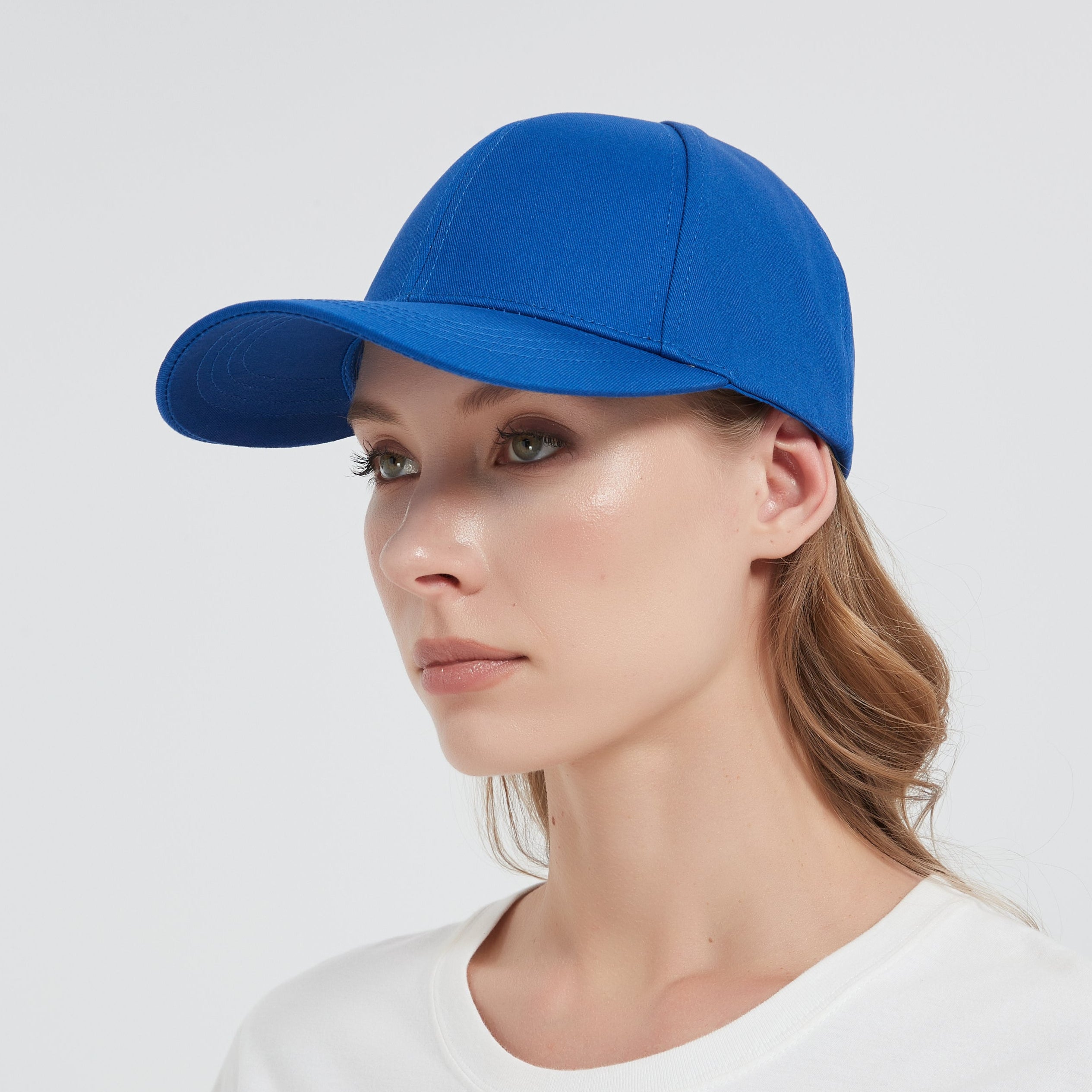 Side view of EMF protection Baseball Cap Hat in Royal Blue Color