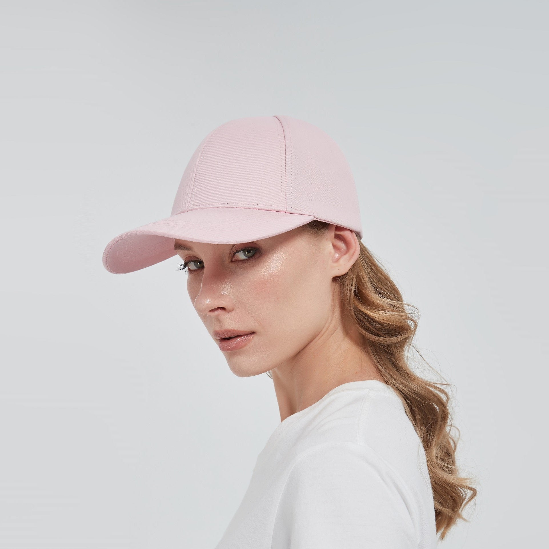 Side view of EMF faraday Cap Hat in pink color