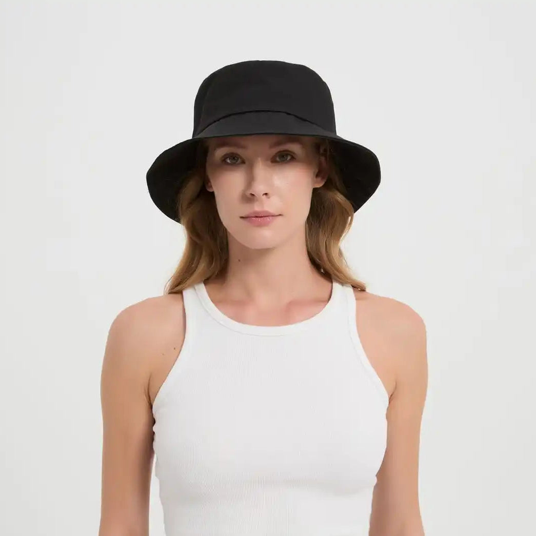 black, anti-radiation silver fiber sun cap, variant color view