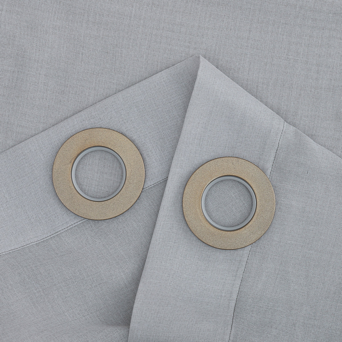 Curtain eyelets and header stitching, close-up