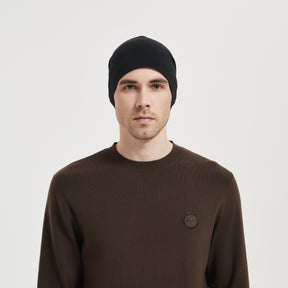 Men with EMF beanie, front view