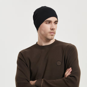 Men with EMF beanie black color, side view