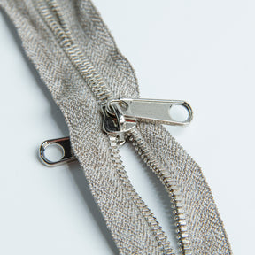 Silver Plated Conductive Zipper, close view