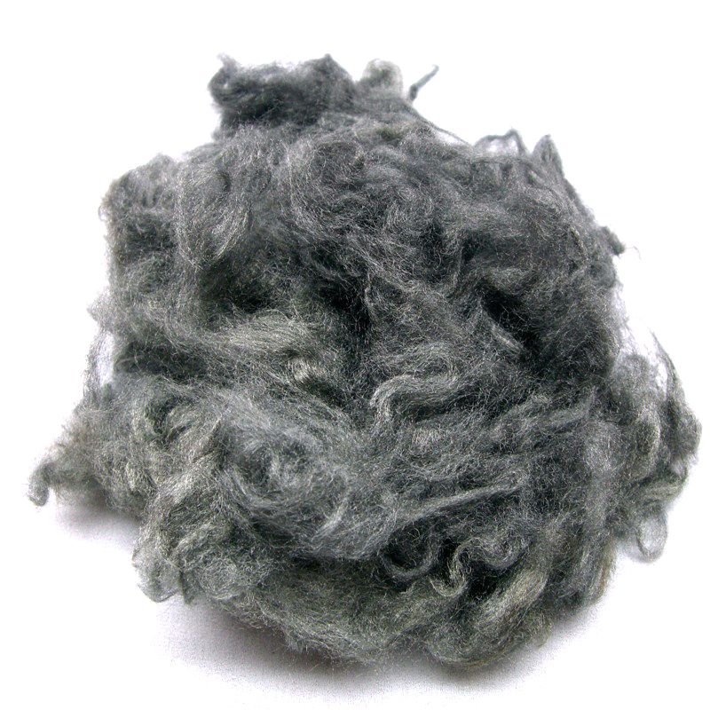 Silver Staple Fiber in cluster form with closer view