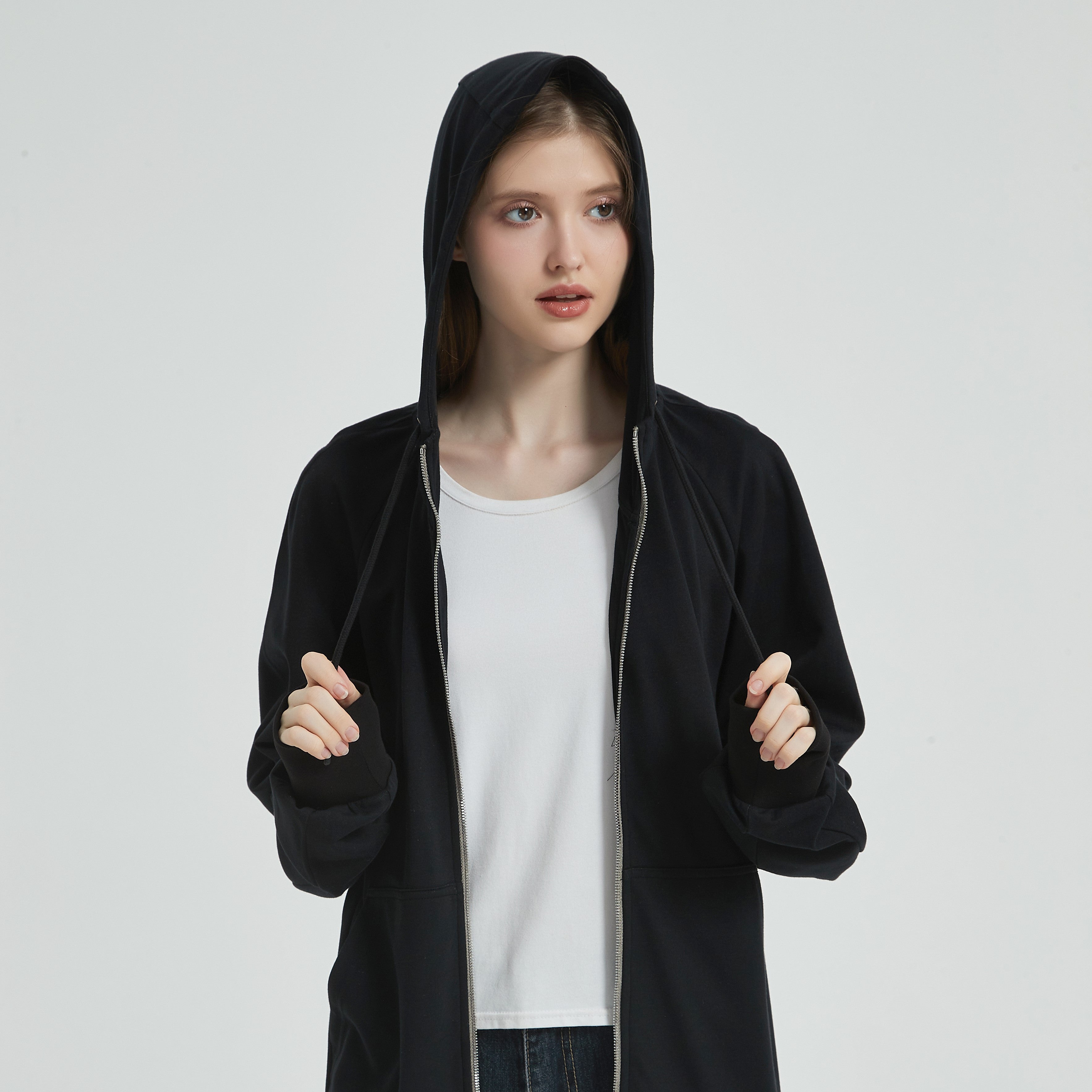 EMF Women Zipper Hoodie is made from silver fiber fabric 