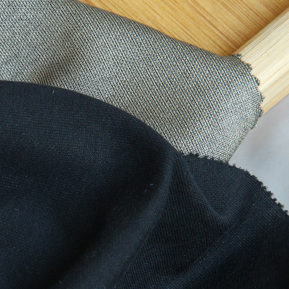 Silver Knit Fabric in Black Color, which has excellet EMF shielding performance while maintian the  softness and asethical looking just like regular fabric