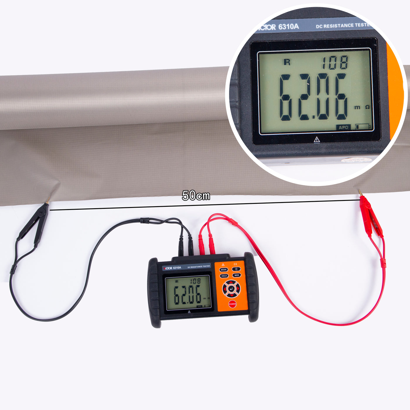 Conductive 143 surface resistance measurement over 50 cm